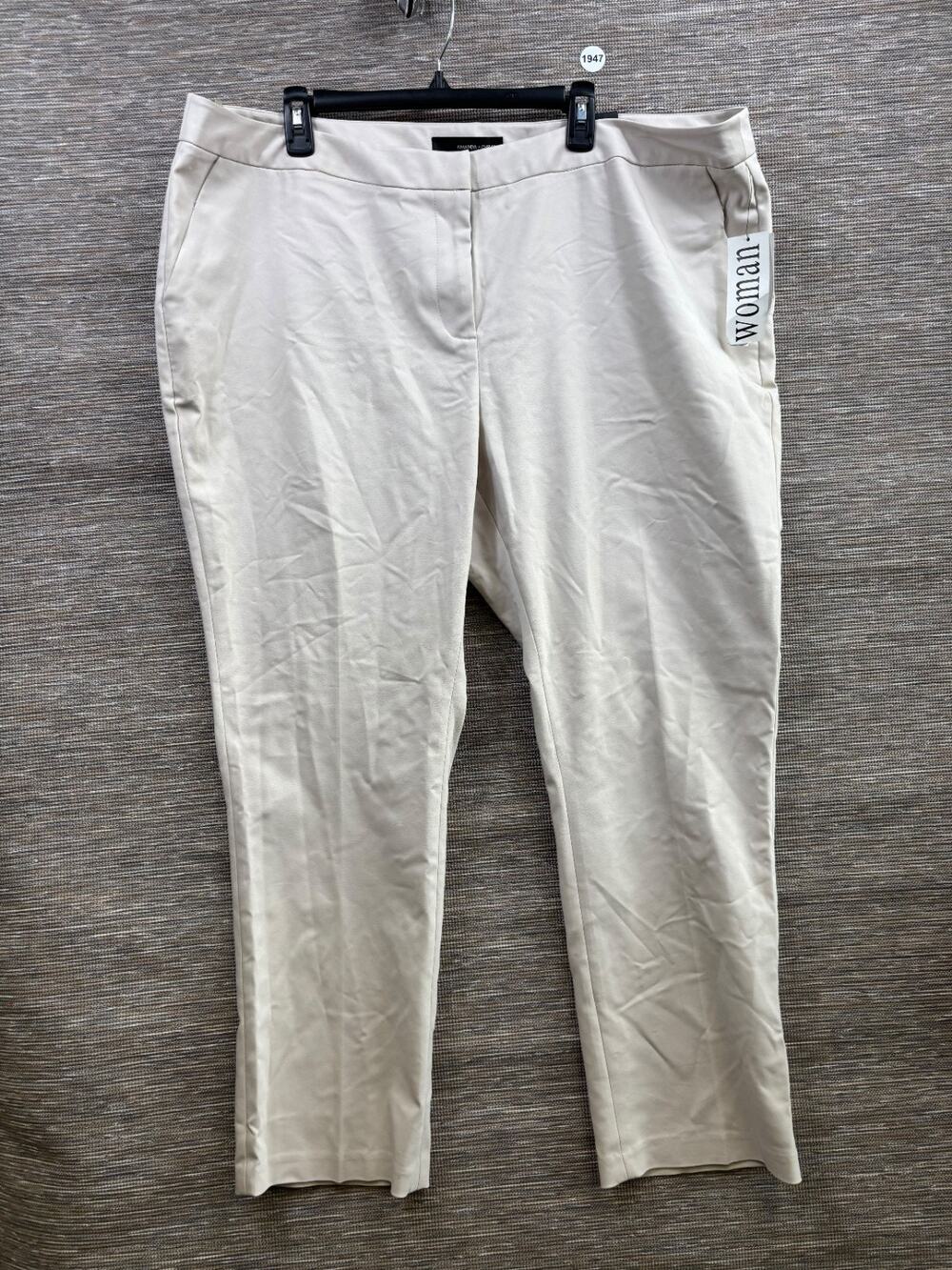 Amanda + Chelsea Contemporary Fit Ankle Pant Size 24W Beige Low Rise Stretch NEW
